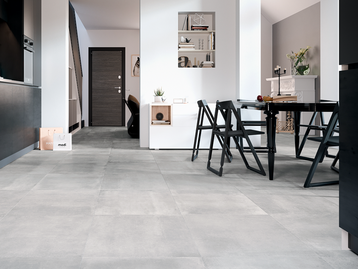 Küche mit Betonoptik-Fliesen Pure Clay